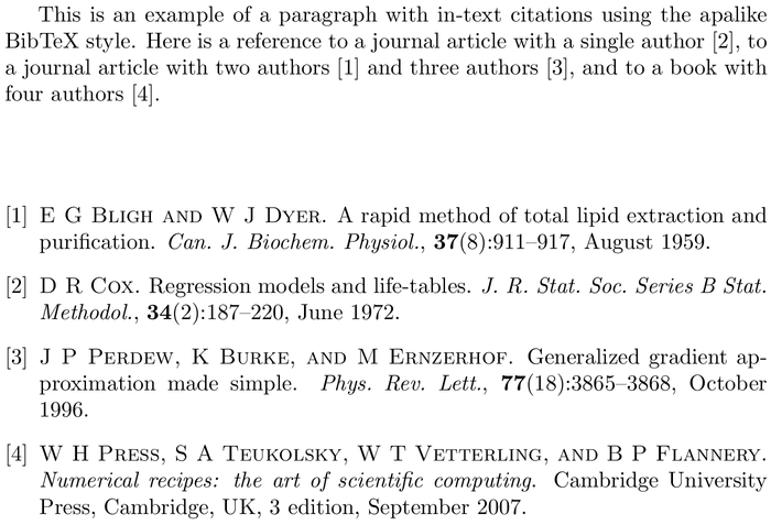 BibTeX PhDbiblio-case bibliography style example with in-text references and bibliography