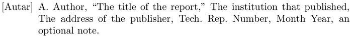 IEEEtranSA: example of a bibliography item for an techreport entry