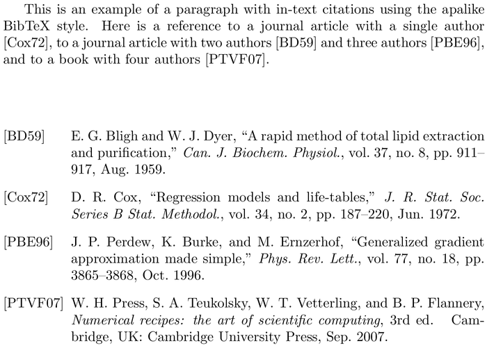 BibTeX IEEEtranSA bibliography style example with in-text references and bibliography