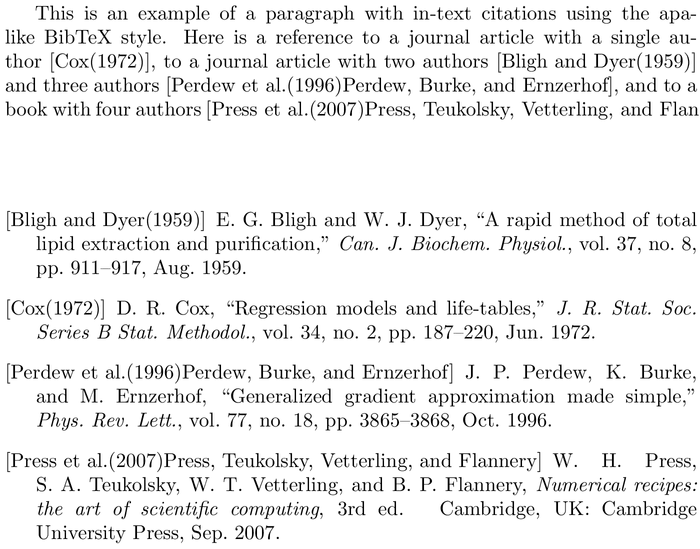 BibTeX IEEEtranSN bibliography style example with in-text references and bibliography