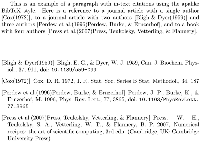 BibTeX aasjournal bibliography style example with in-text references and bibliography