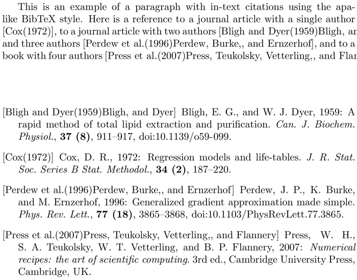 BibTeX ametsoc2014 bibliography style example with in-text references and bibliography