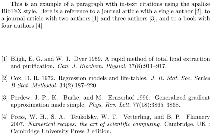BibTeX asaetr bibliography style example with in-text references and bibliography