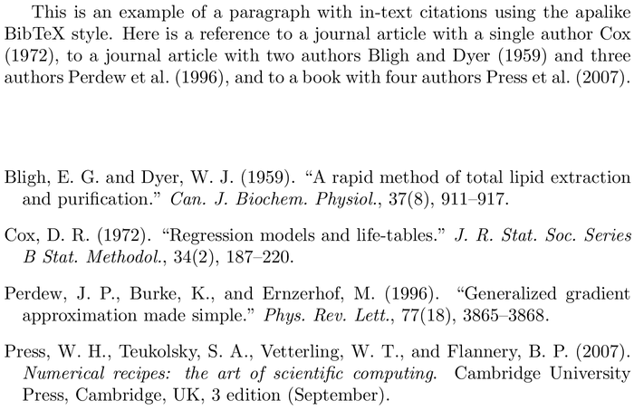 BibTeX ascelike bibliography style example with in-text references and bibliography