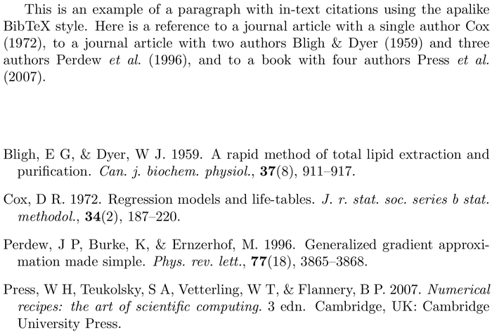 BibTeX authordate2 bibliography style example with in-text references and bibliography