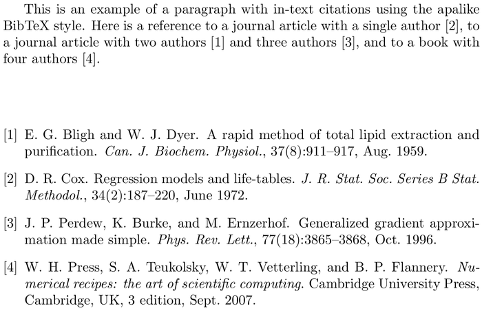 BibTeX abbrv bibliography style example with in-text references and bibliography