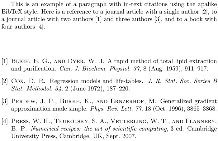 BibTeX acm bibliography style example with in-text references and bibliography