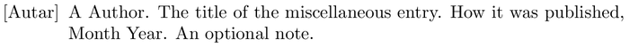 alpha: example of a bibliography item for an misc entry