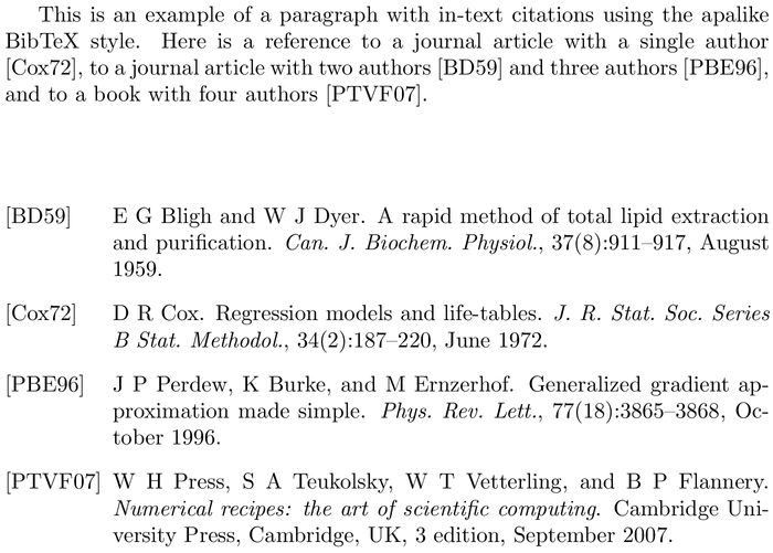 BibTeX alpha bibliography style example with in-text references and bibliography