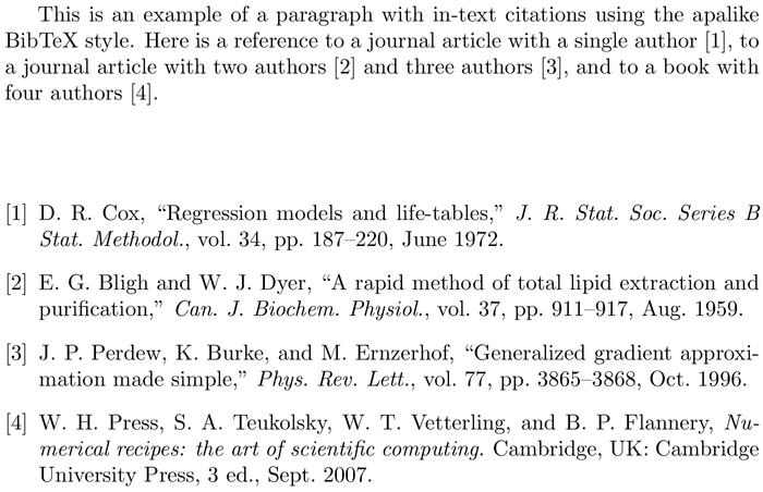 BibTeX ieeetr bibliography style example with in-text references and bibliography