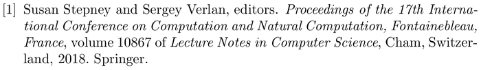 plain: example of a bibliography item for an proceedings entry