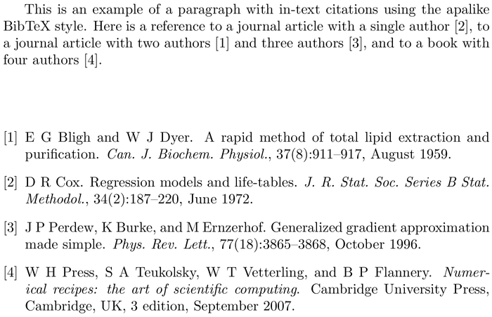 BibTeX plain bibliography style example with in-text references and bibliography