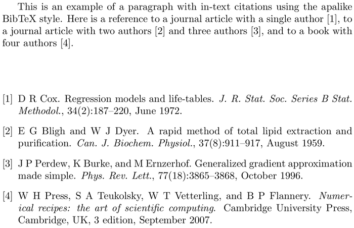 BibTeX unsrt bibliography style example with in-text references and bibliography