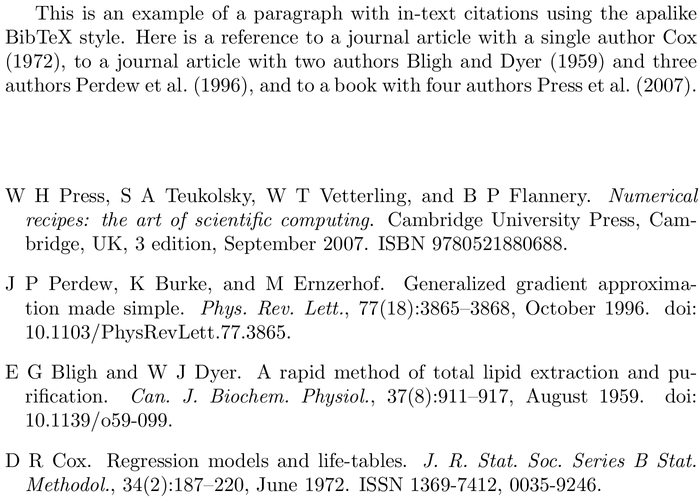 BibTeX bestpapers bibliography style example with in-text references and bibliography