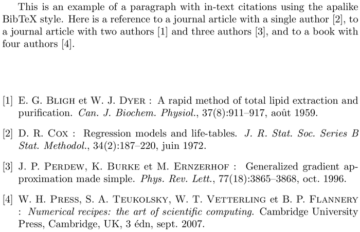 BibTeX abbrv-fr bibliography style example with in-text references and bibliography