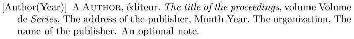 unsrtnat-fr: example of a bibliography item for an proceedings entry