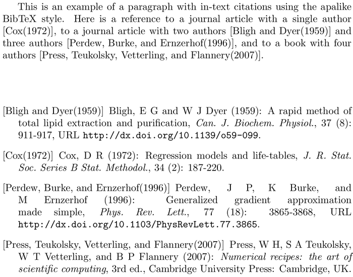 BibTeX bur bibliography style example with in-text references and bibliography