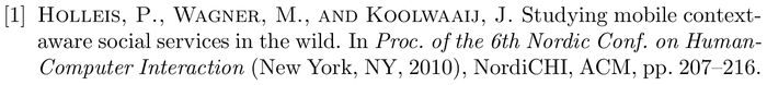 BibTeX example: inproceedings citation style acm