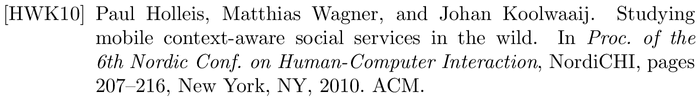 BibTeX example: inproceedings citation style alpha