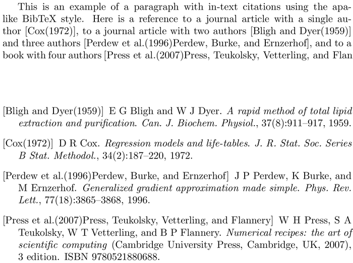 BibTeX bookdb bibliography style example with in-text references and bibliography