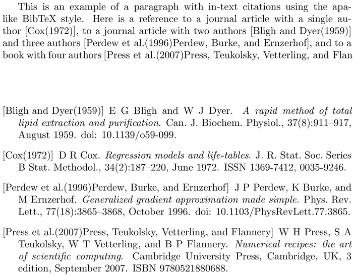 BibTeX upmplainnat bibliography style example with in-text references and bibliography