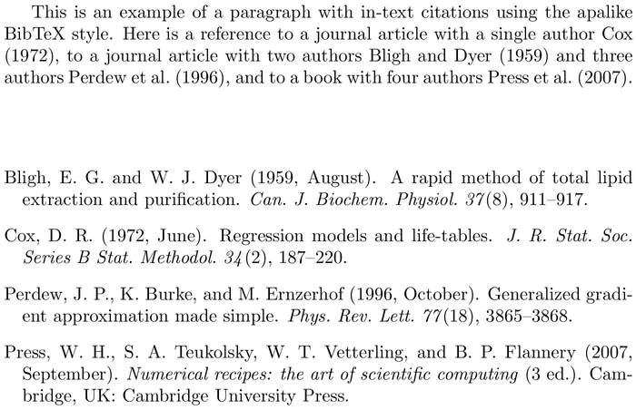 BibTeX chicago bibliography style example with in-text references and bibliography