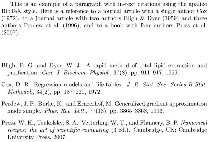 BibTeX newapave bibliography style example with in-text references and bibliography