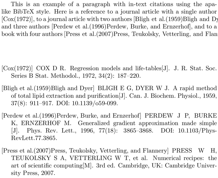 BibTeX cqunumerical bibliography style example with in-text references and bibliography