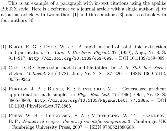 BibTeX abbrvdin bibliography style example with in-text references and bibliography