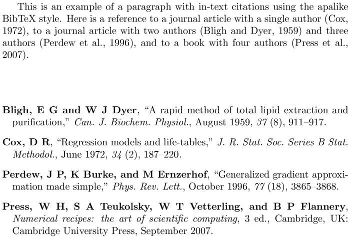 BibTeX aer bibliography style example with in-text references and bibliography