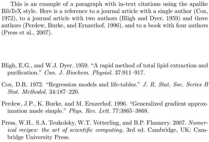 BibTeX ajae bibliography style example with in-text references and bibliography