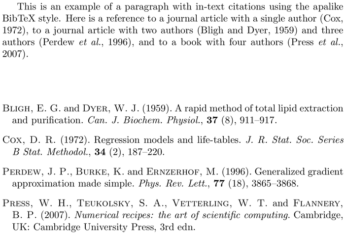 BibTeX ecca bibliography style example with in-text references and bibliography