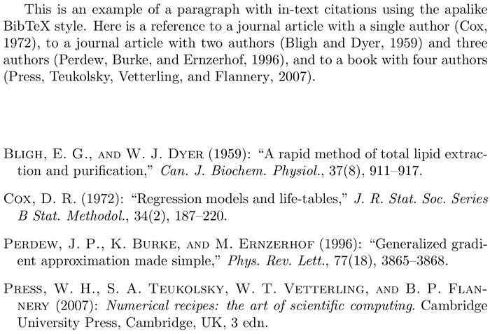 BibTeX econometrica bibliography style example with in-text references and bibliography