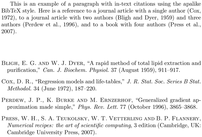 BibTeX ier bibliography style example with in-text references and bibliography