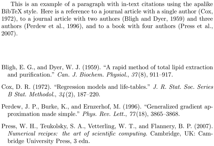 BibTeX itaxpf bibliography style example with in-text references and bibliography
