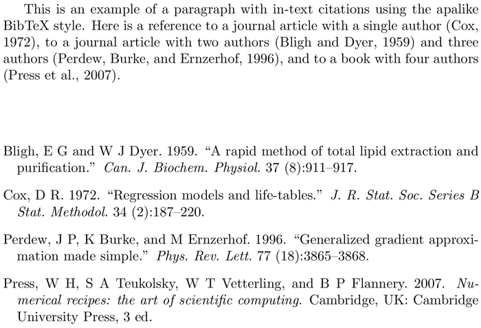 BibTeX jpe bibliography style example with in-text references and bibliography