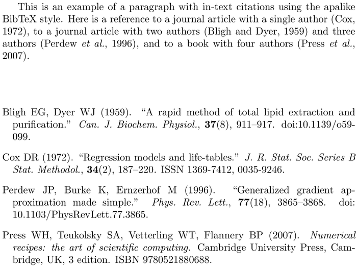 BibTeX jss2 bibliography style example with in-text references and bibliography