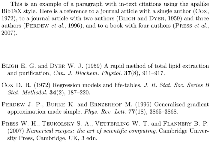 BibTeX regstud bibliography style example with in-text references and bibliography