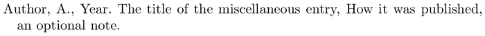 tandfx: example of a bibliography item for an misc entry