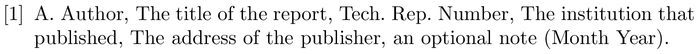 elsarticle-num: example of a bibliography item for an techreport entry