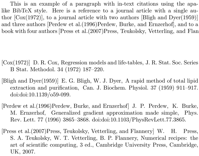BibTeX elsarticle-num-names bibliography style example with in-text references and bibliography