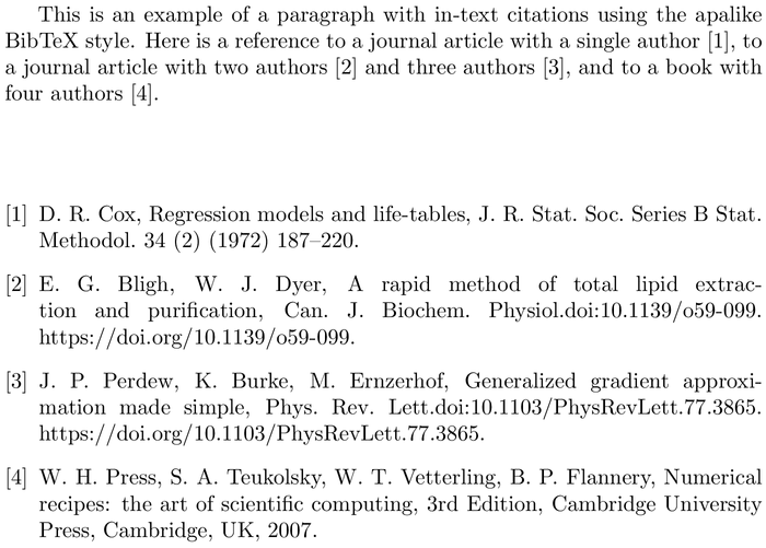 BibTeX elsarticle-num bibliography style example with in-text references and bibliography