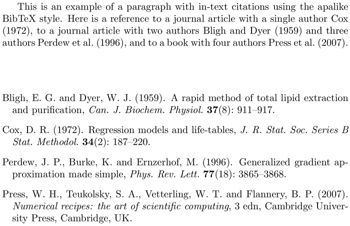 BibTeX dcu bibliography style example with in-text references and bibliography