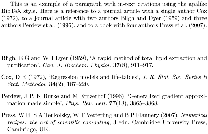 BibTeX jmr bibliography style example with in-text references and bibliography