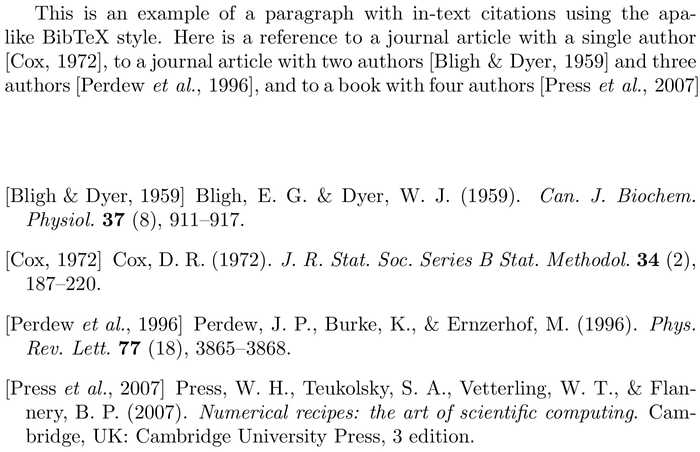 BibTeX jmb bibliography style example with in-text references and bibliography