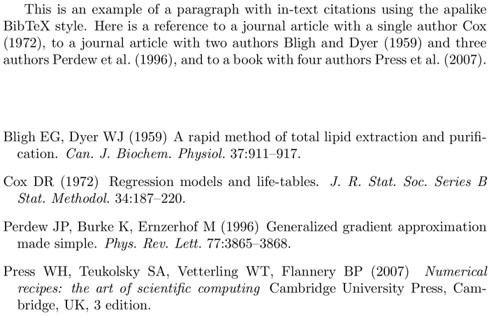 BibTeX jneurosci bibliography style example with in-text references and bibliography