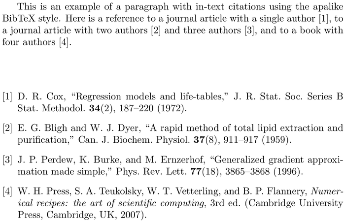 BibTeX osajnl bibliography style example with in-text references and bibliography