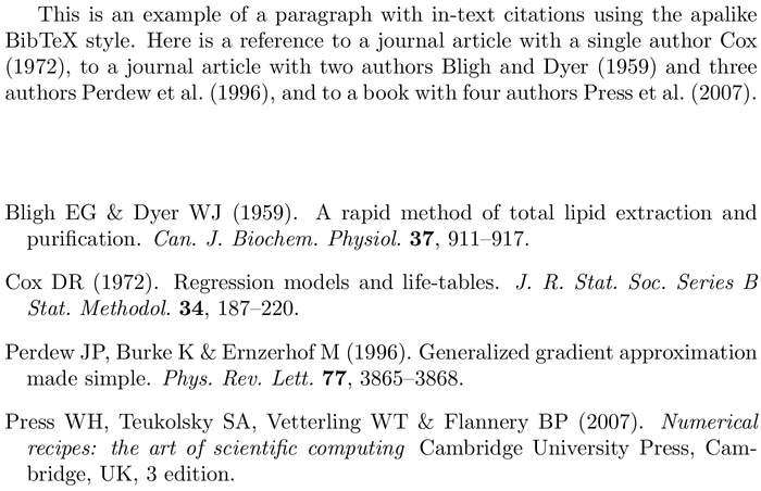 BibTeX jphysiol bibliography style example with in-text references and bibliography