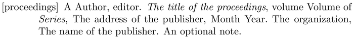 abstract: example of a bibliography item for an proceedings entry