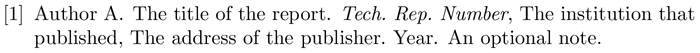 aichej: example of a bibliography item for an techreport entry